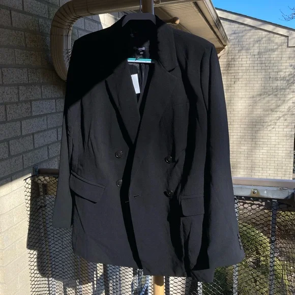 Madewell Rosedale Double-Breasted Black Blazer Jacket in Crepe Size 18W NWT - Picture 16 of 17